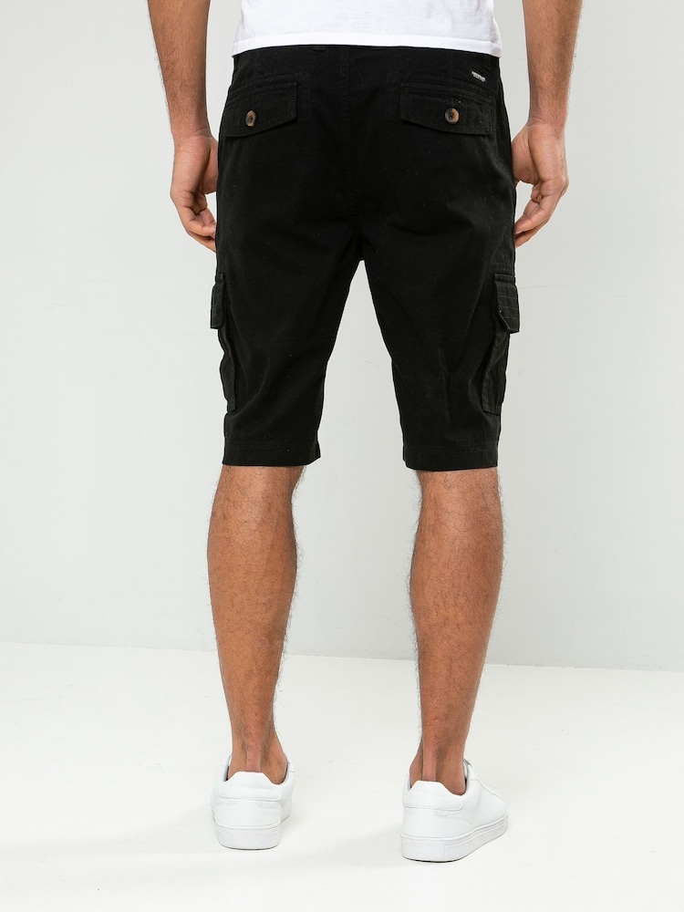 Threadbare Black Cargo Shorts - Image 2 of 4 Threadbare Black Cargo Shorts - Image 2 of 4