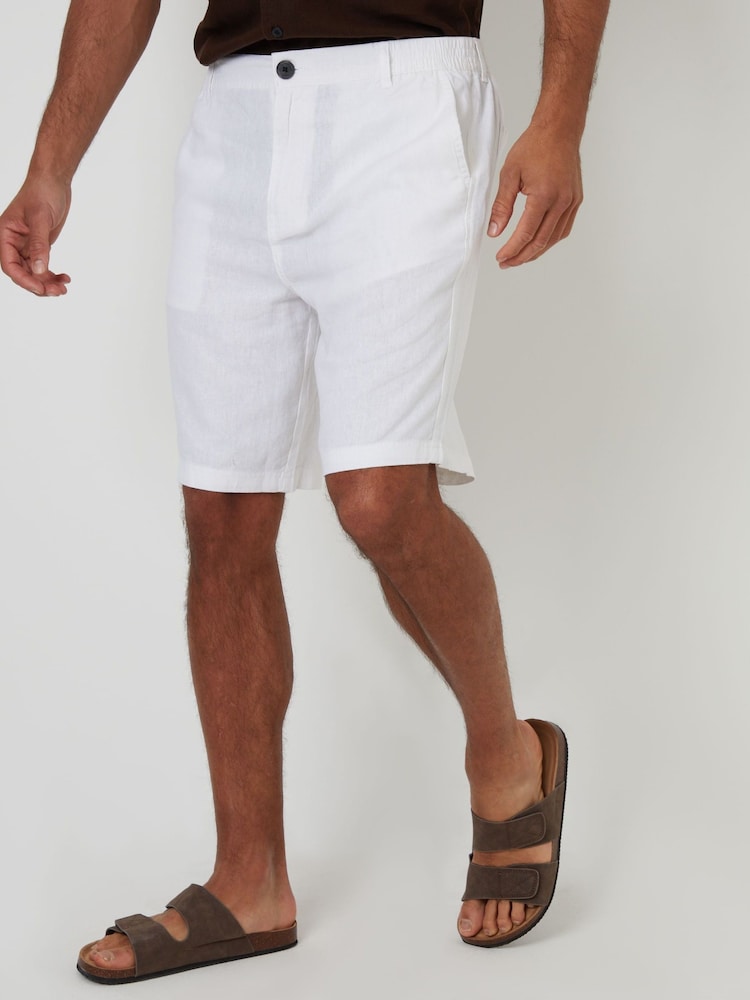 Threadbare White Linen Blend Shorts - Image 1 of 4