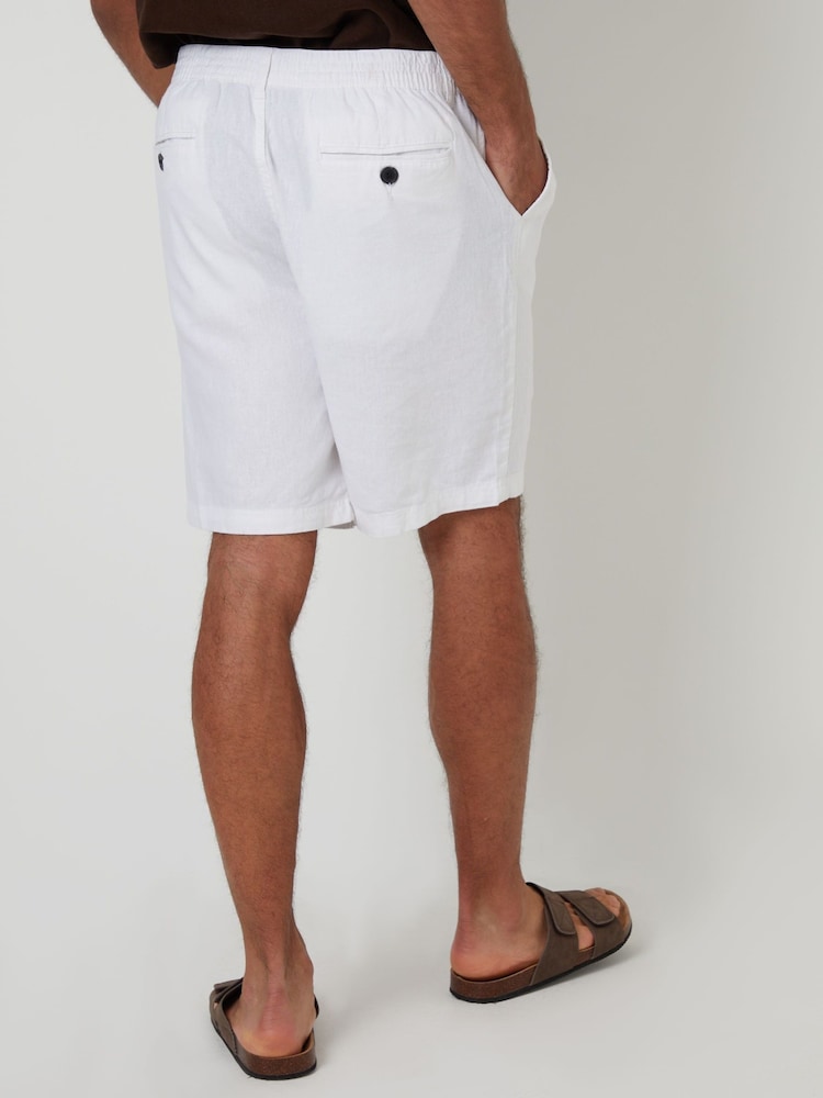 Threadbare White Linen Blend Shorts - Image 2 of 4