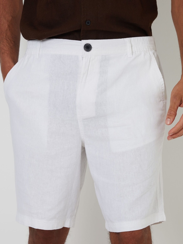Threadbare White Linen Blend Shorts - Image 4 of 4