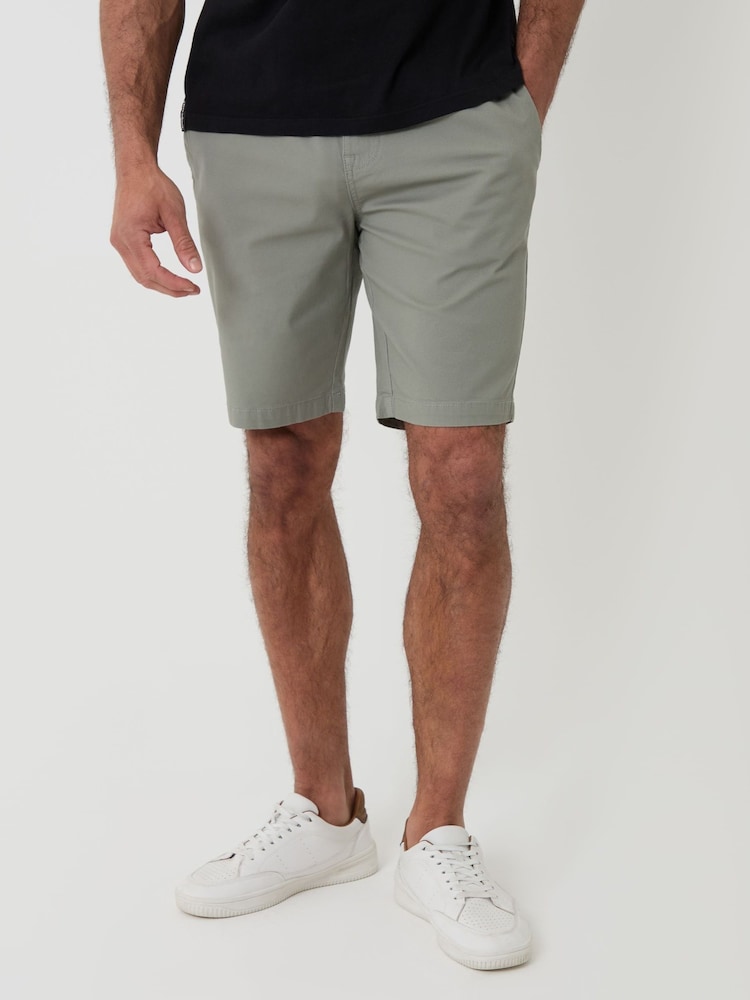 Threadbare Green Elasticated Waist Stretch Chino Shorts - Image 1 of 4 Threadbare Green Elasticated Waist Stretch Chino Shorts - Image 1 of 4
