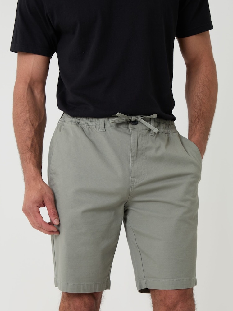 Threadbare Green Elasticated Waist Stretch Chino Shorts - Image 4 of 4 Threadbare Green Elasticated Waist Stretch Chino Shorts - Image 4 of 4
