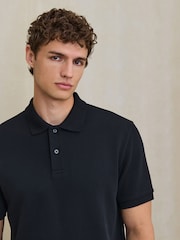 Negru - Tricouri polo Smart Texture cu croială clasică - Imaginea 1 din 8