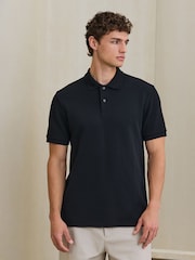 Negru - Tricouri polo Smart Texture cu croială clasică - Imaginea 3 din 8