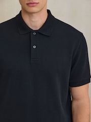 Negru - Tricouri polo Smart Texture cu croială clasică - Imaginea 5 din 8