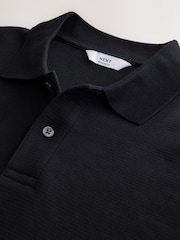 Negru - Tricouri polo Smart Texture cu croială clasică - Imaginea 7 din 8