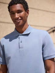 Albastru - Tricouri polo Smart Texture cu croială clasică - Imaginea 1 din 7