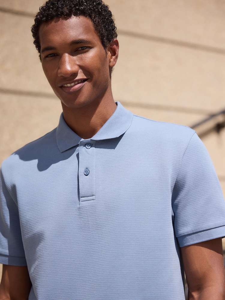 Albastru - Tricouri polo Smart Texture cu croială clasică - Imaginea 1 din 7