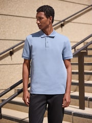 Albastru - Tricouri polo Smart Texture cu croială clasică - Imaginea 3 din 7