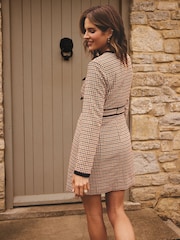 Love & Roses x Binky Neutral Dogtooth Bow Detail Mini Dress - Image 5 of 5