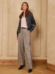 Love & Roses Grey Side Stripe Check Trousers - Image 3 of 5