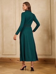 Love & Roses Forest Green Contrast Ponte Midi Dress - Image 4 of 4