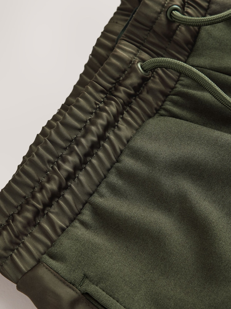 Khaki Green Wide Leg Jersey Joggers With Satin Side Stripe - Image 8 of 8