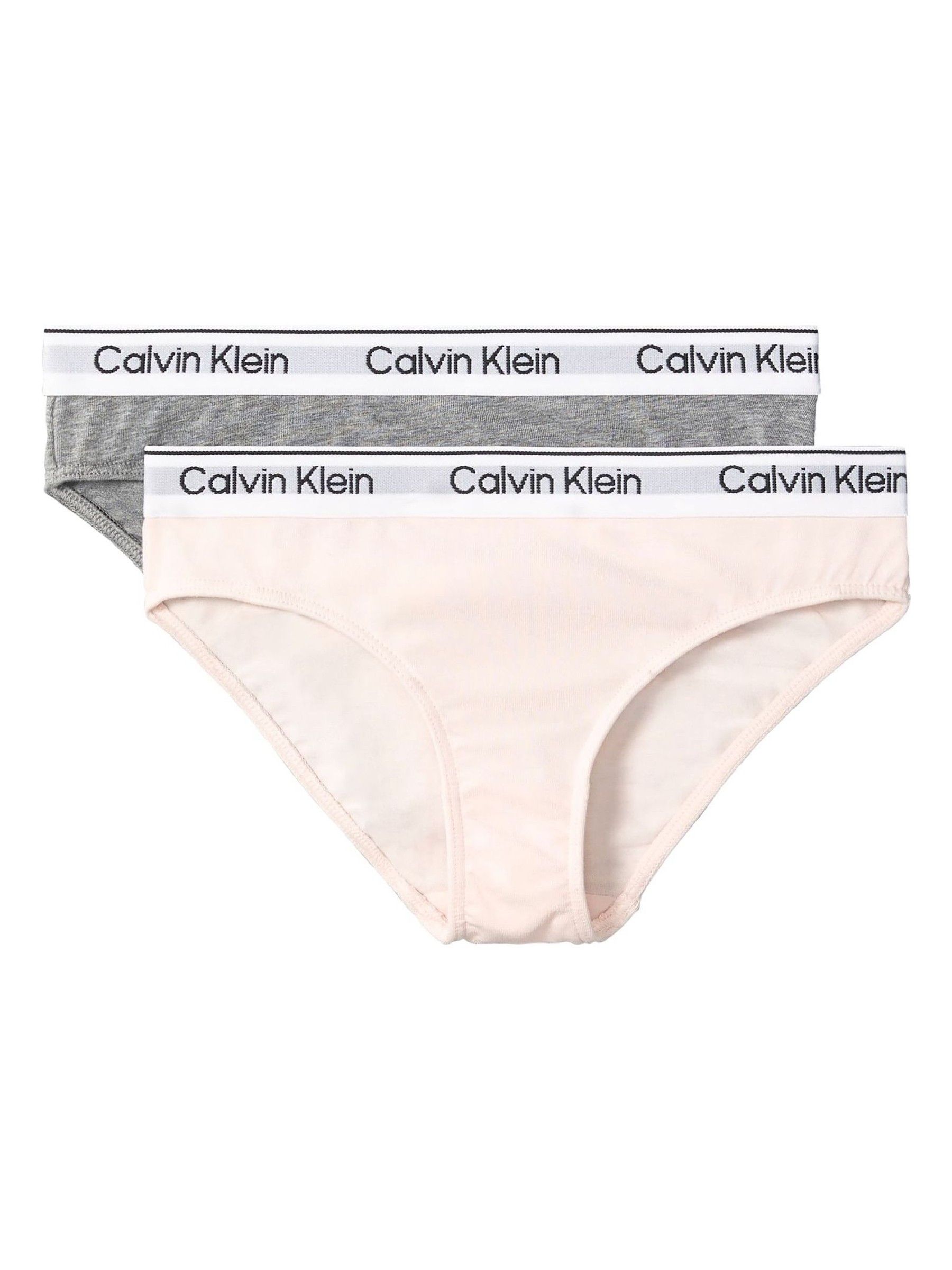 Calvin Klein Unisex Kids Grey/Pink Modern Cotton Bikini Briefs 2 Pack