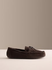 Brown Suede Bow Moccasins - Image 1 of 6