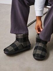 Noir/Gris - Bottes chaussons en imitation peau de mouton - Image 1 de 2