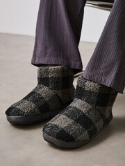 Noir/Gris - Bottes chaussons en imitation peau de mouton - Image 2 de 2