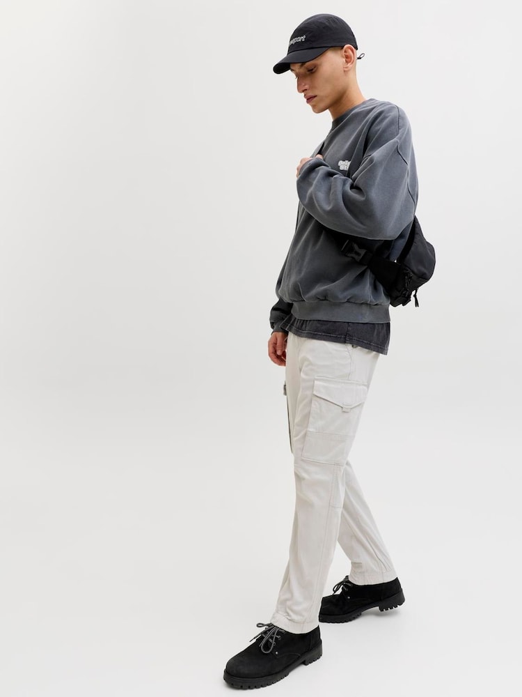 JACK & JONES Off White Cargo Trousers - Image 1 of 7