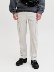 JACK & JONES Off White Cargo Trousers - Image 3 of 7