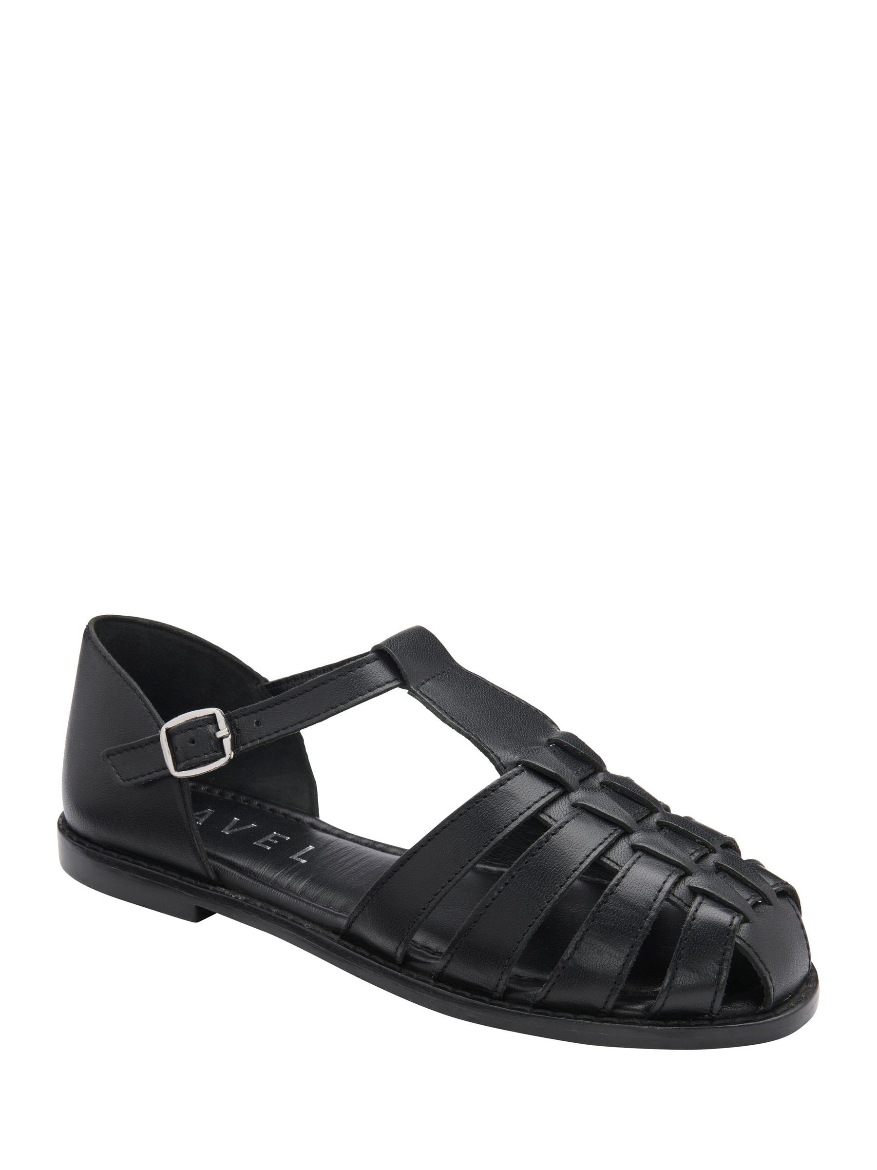 Ravel Women's Black Leather Fisherman Sandals - Image 1
