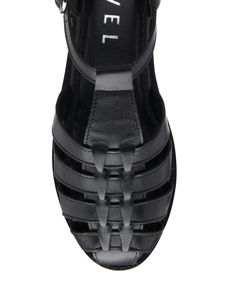 Ravel Black Leather Fisherman Sandals - Image 4 of 4 Ravel Black Leather Fisherman Sandals - Image 4 of 4