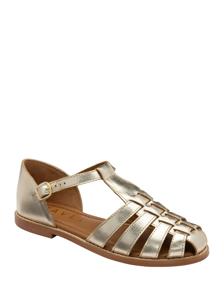 Ravel Gold Leather Fisherman Sandals - Image 1 of 4 Ravel Gold Leather Fisherman Sandals - Image 1 of 4