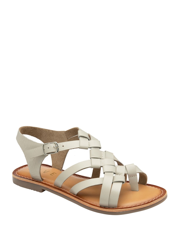 Ravel White Leather Flat Sandals - Image 1 of 4