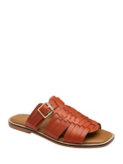 Ravel Orange Leather Mule Sandals - Image 1 of 4