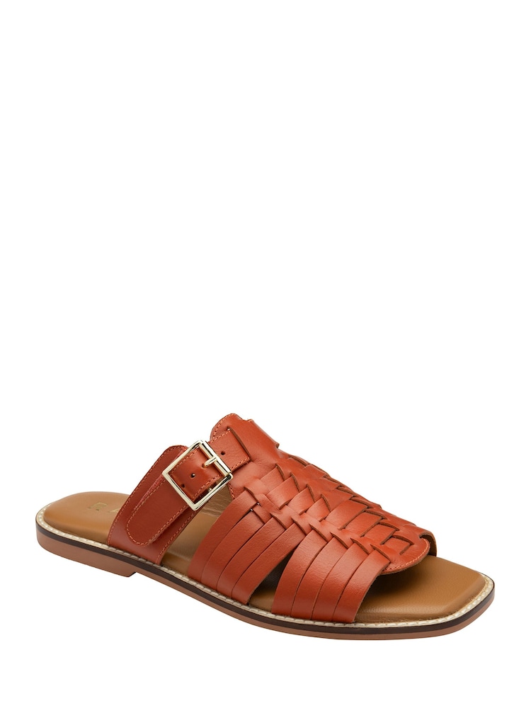 Ravel Orange Leather Mule Sandals - Image 1 of 4