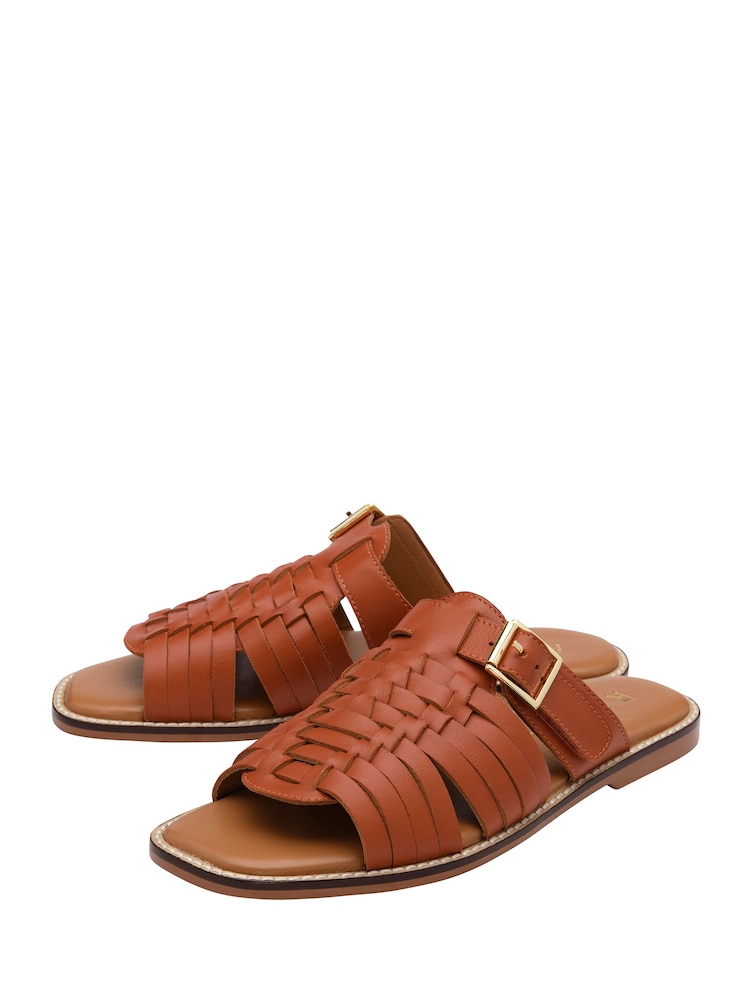 Ravel Orange Leather Mule Sandals - Image 2 of 4