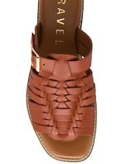 Ravel Orange Leather Mule Sandals - Image 4 of 4