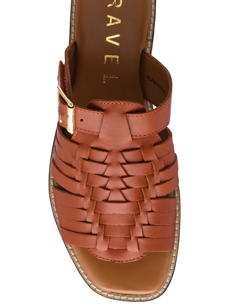 Ravel Orange Leather Mule Sandals - Image 4 of 4