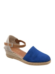 Ravel Blue Suede Espadrille Wedge Sandals - Image 1 of 4