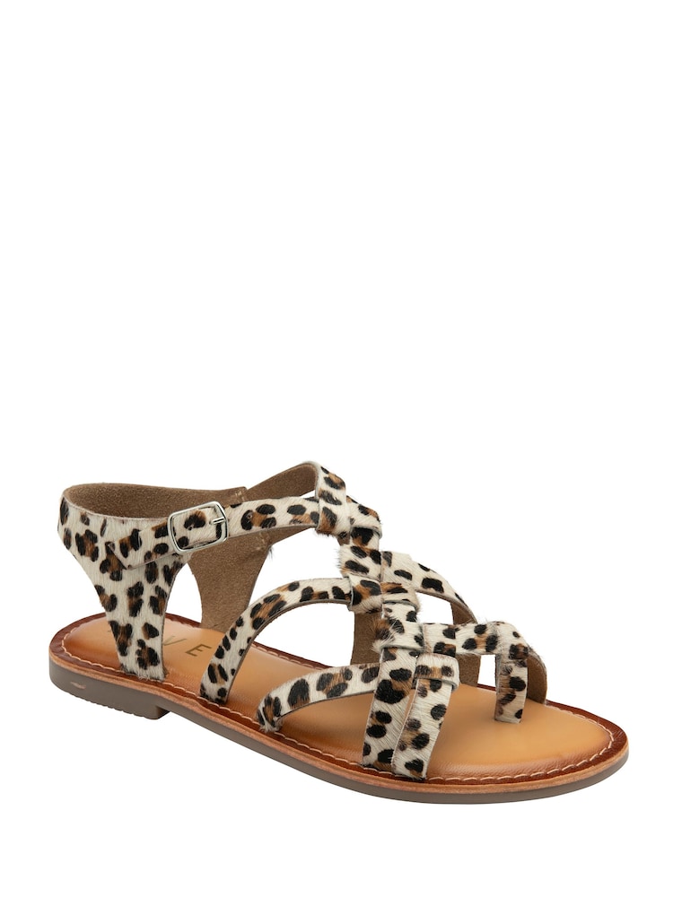 Ravel Animal Leather Flat Sandals - Image 1 of 4