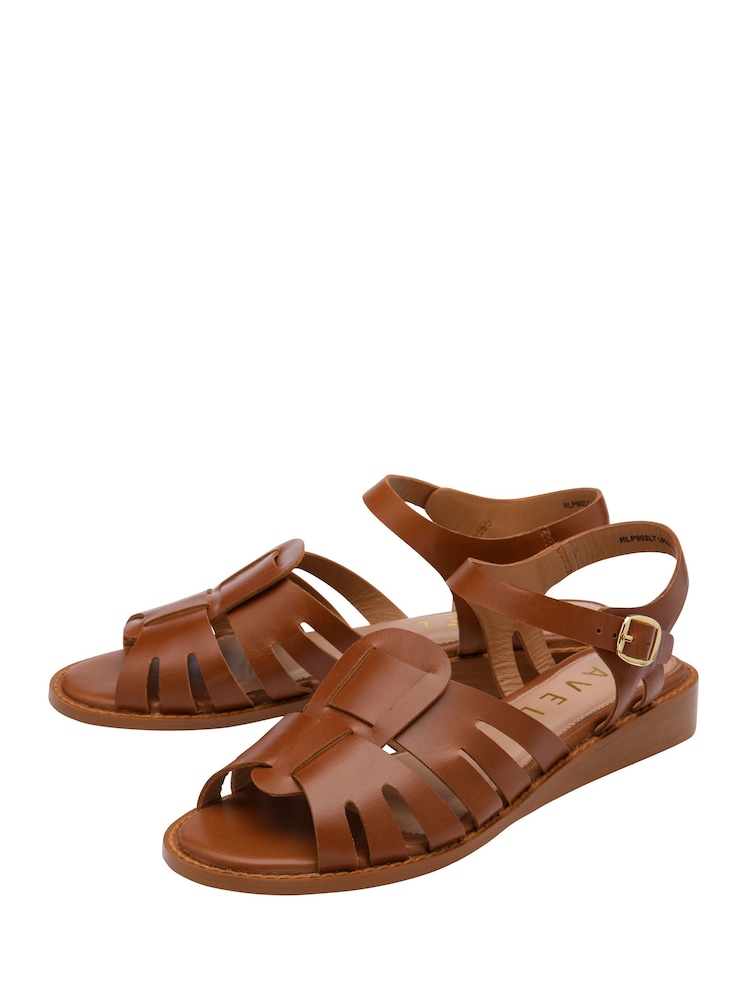 Ravel Brown Leather Slingback Sandals - Image 2 of 4