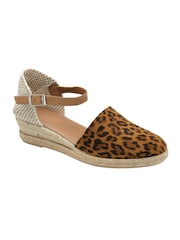 Ravel Animal Suede Espadrille Wedge Sandals - Image 1 of 4