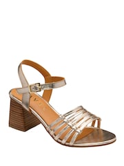 Ravel Gold Leather Ankle Strap Sandals - Image 1 of 4