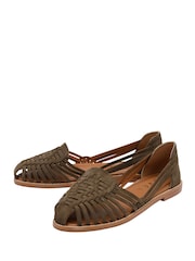 Ravel Green Leather Slip-On Sandals - Image 2 of 4