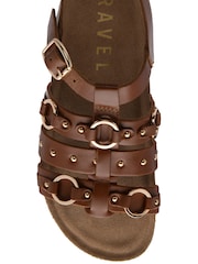 Ravel Brown Leather Gladiator Sandals - Image 4 of 4