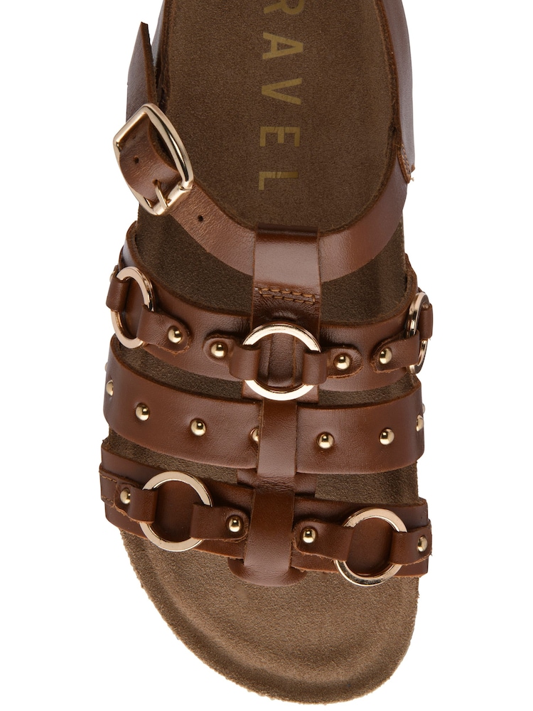 Ravel Brown Leather Gladiator Sandals - Image 4 of 4