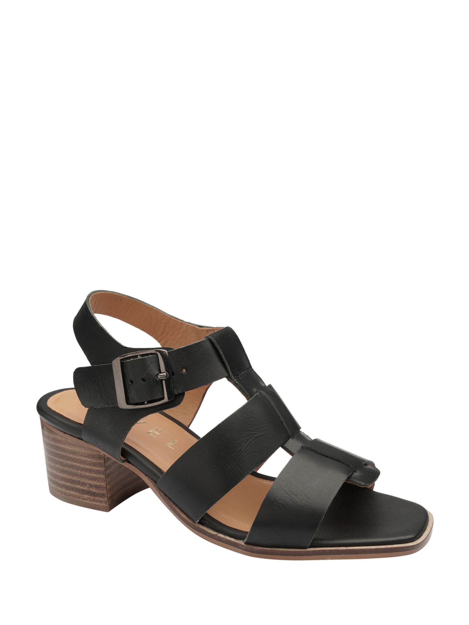 Ravel Women's Black Leather Heeled Sandals