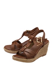 Ravel Brown Leather Wedge Sandals - Image 2 of 4