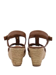 Ravel Brown Leather Wedge Sandals - Image 3 of 4
