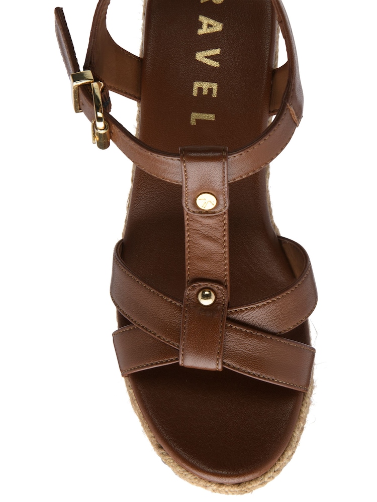 Ravel Brown Leather Wedge Sandals - Image 4 of 4