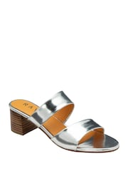 Ravel Silver Leather Mule Sandals - Image 1 of 4