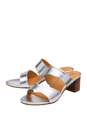 Ravel Silver Leather Mule Sandals - Image 2 of 4