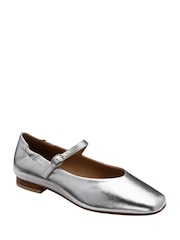 Ravel Silver Leather Flat Shoes - Image 1 of 4