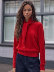 Red N.Premium Cashmere Wool Triangle Scarf - Image 3 of 8
