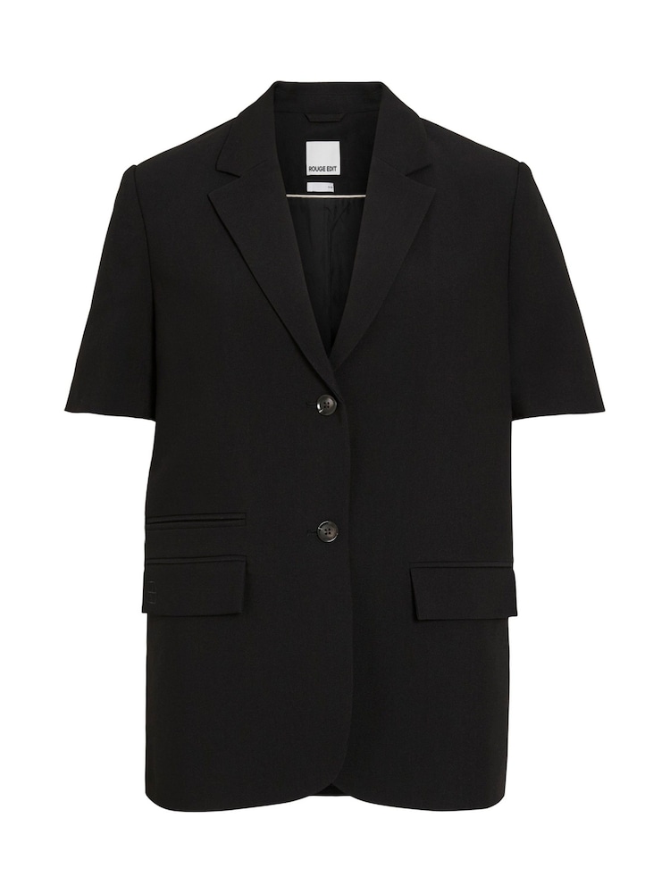 Rouge Edit Black Short Sleveve Tailored Blazer - Image 1 of 2