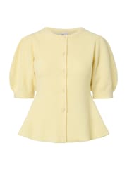 PIECES Yellow Short Sleeve Puff Knit Cardigan - Image 4 of 5
